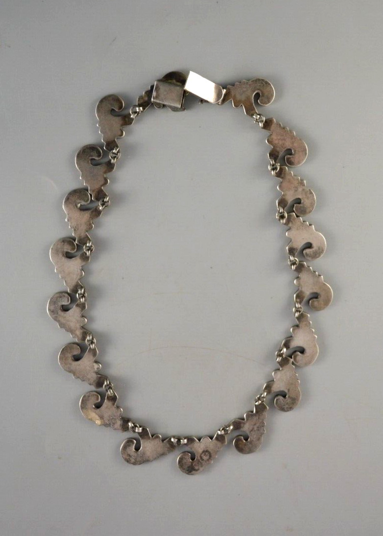 Los Castillo Mosaico Azteca 161 – Taxco Silver Mosaic Inlay Necklace – 16″