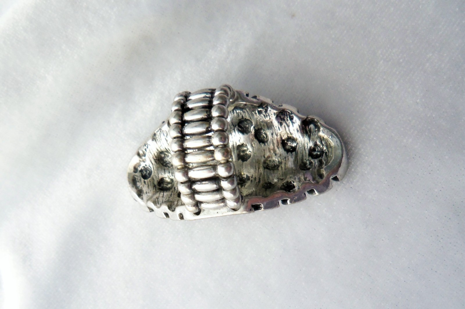 Crystal Rhinestone Accents Silver Dots on Black Long Finger Stretch Band Ring