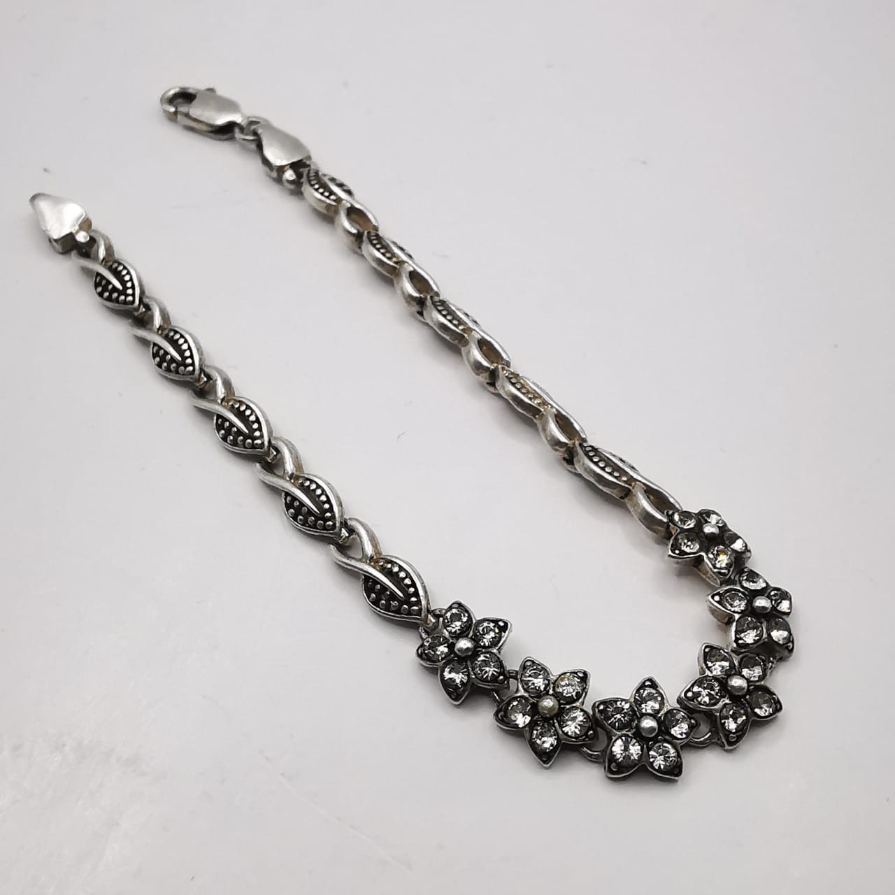 Vintage Beautiful Bracelet Jewelry,925 Sterling Silver, Handmade,Zircon, 10,80g