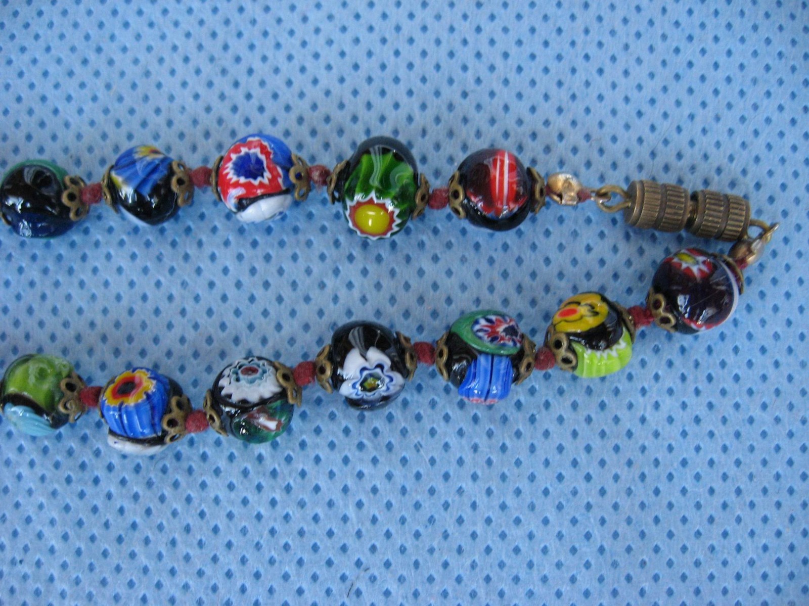 Beautiful Italian Venetian Murano Millefiori 36 Glass Bead Necklace 45 cm