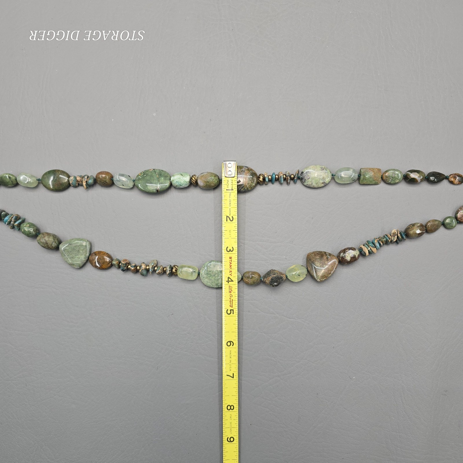 VTG Coldwater Creek Double Strand Beaded Necklace Gold Tone Green Mixed Stone