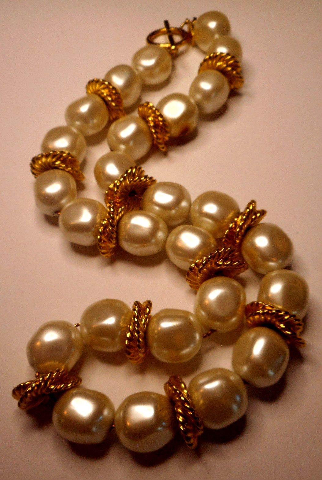 Vintage Signed ANNE KLEIN Chunky Faux Pearl Statement Necklace