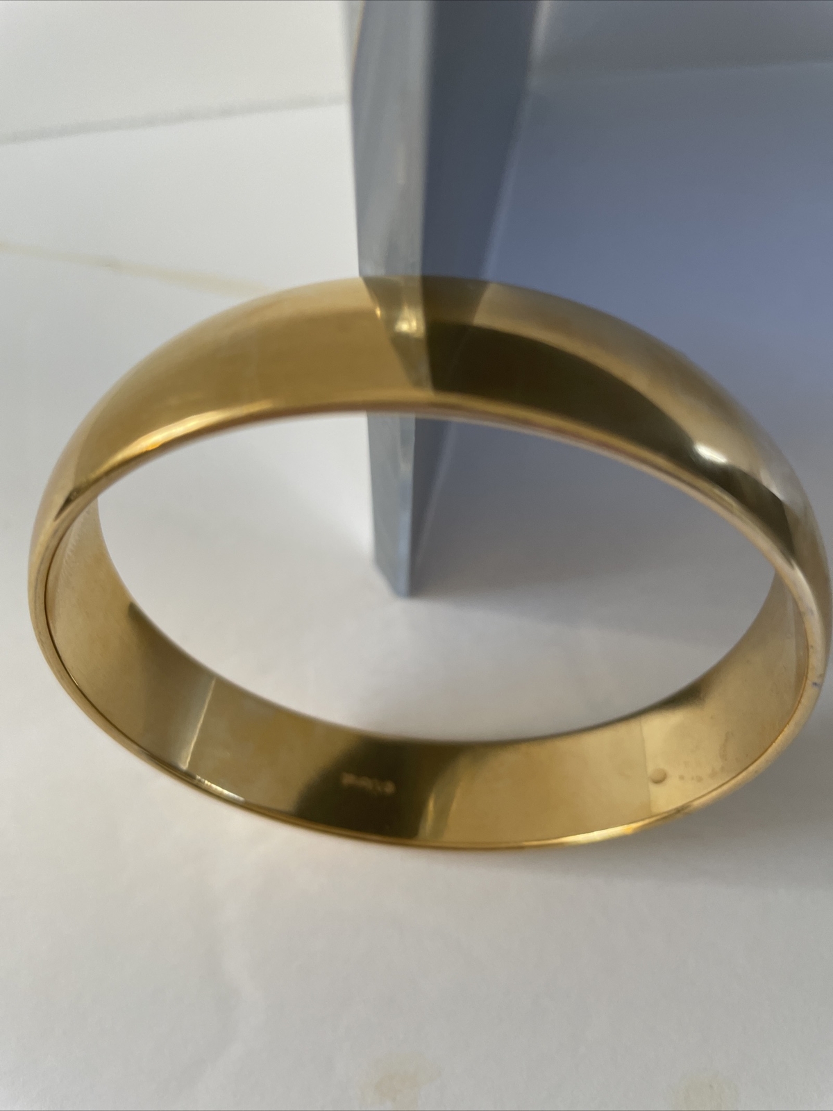 Vintage Monet Bracelet Gold Tone Solid Polished Bangle Marked