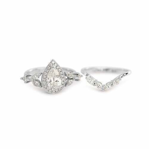 Art Deco Vintage 2.10 Ct White Diamond Engagement Ring Set 925 Sterling Silver