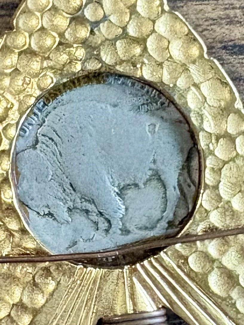 Vintage Arrowhead Pendant with 1928 Buffalo Nickel