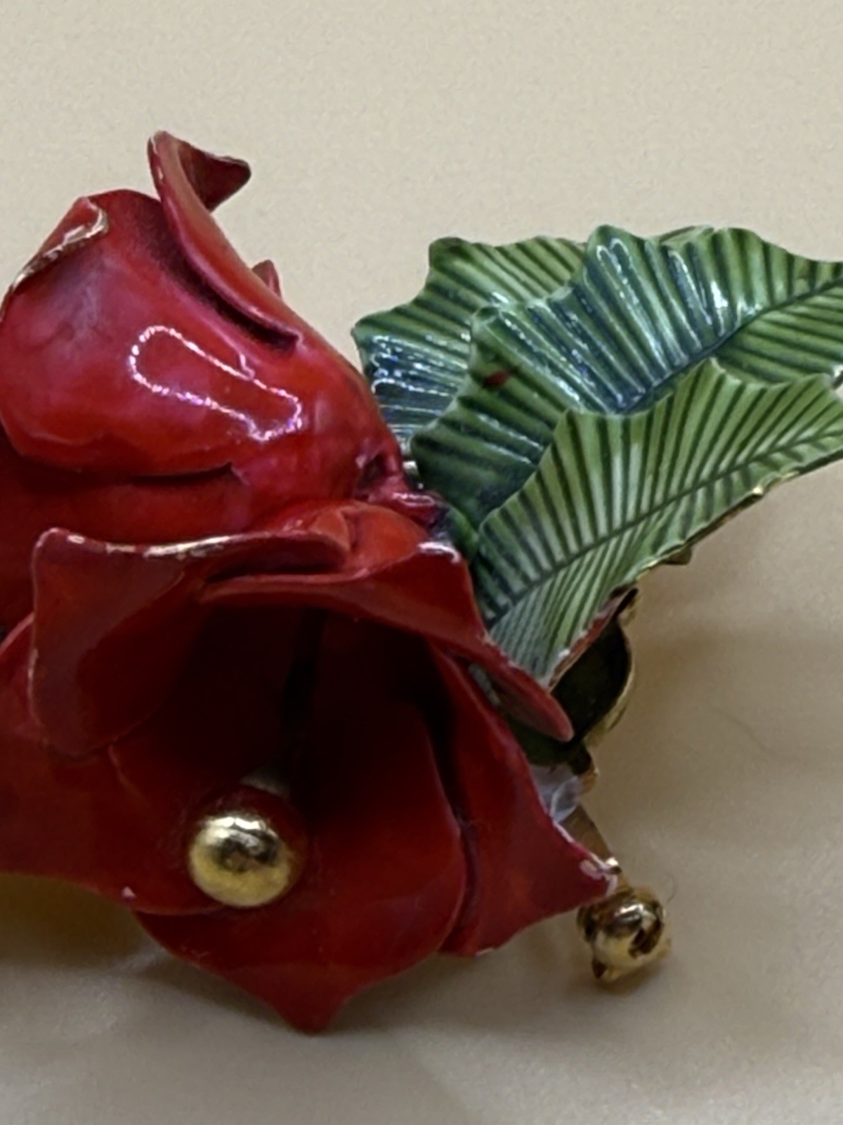 Vintage ‘Original by Robert’ Enamel Red Green Flower Brooch Pin