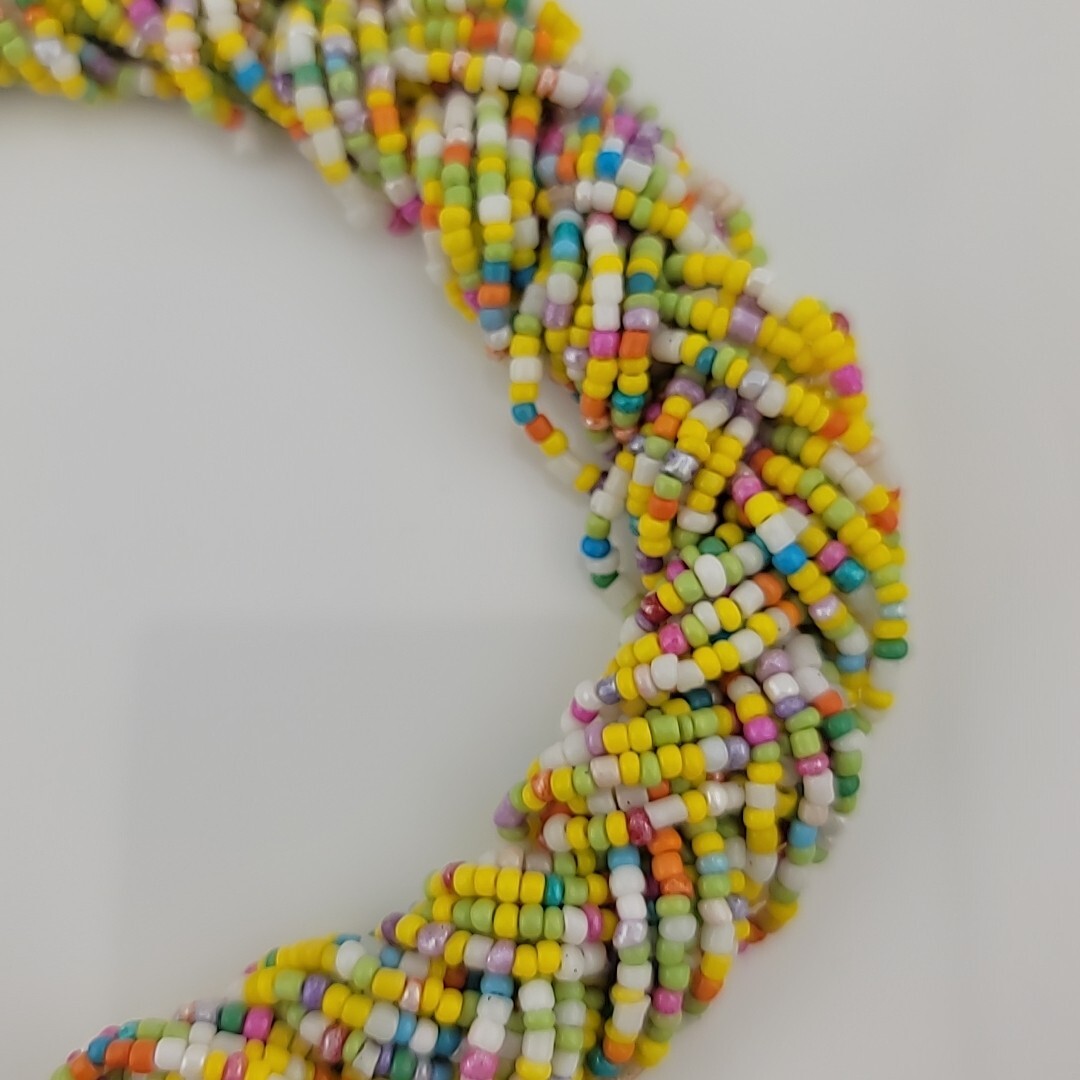 Vintage Braided Seed Bead 19″ Necklace Easter Multicolor Chunky Retro