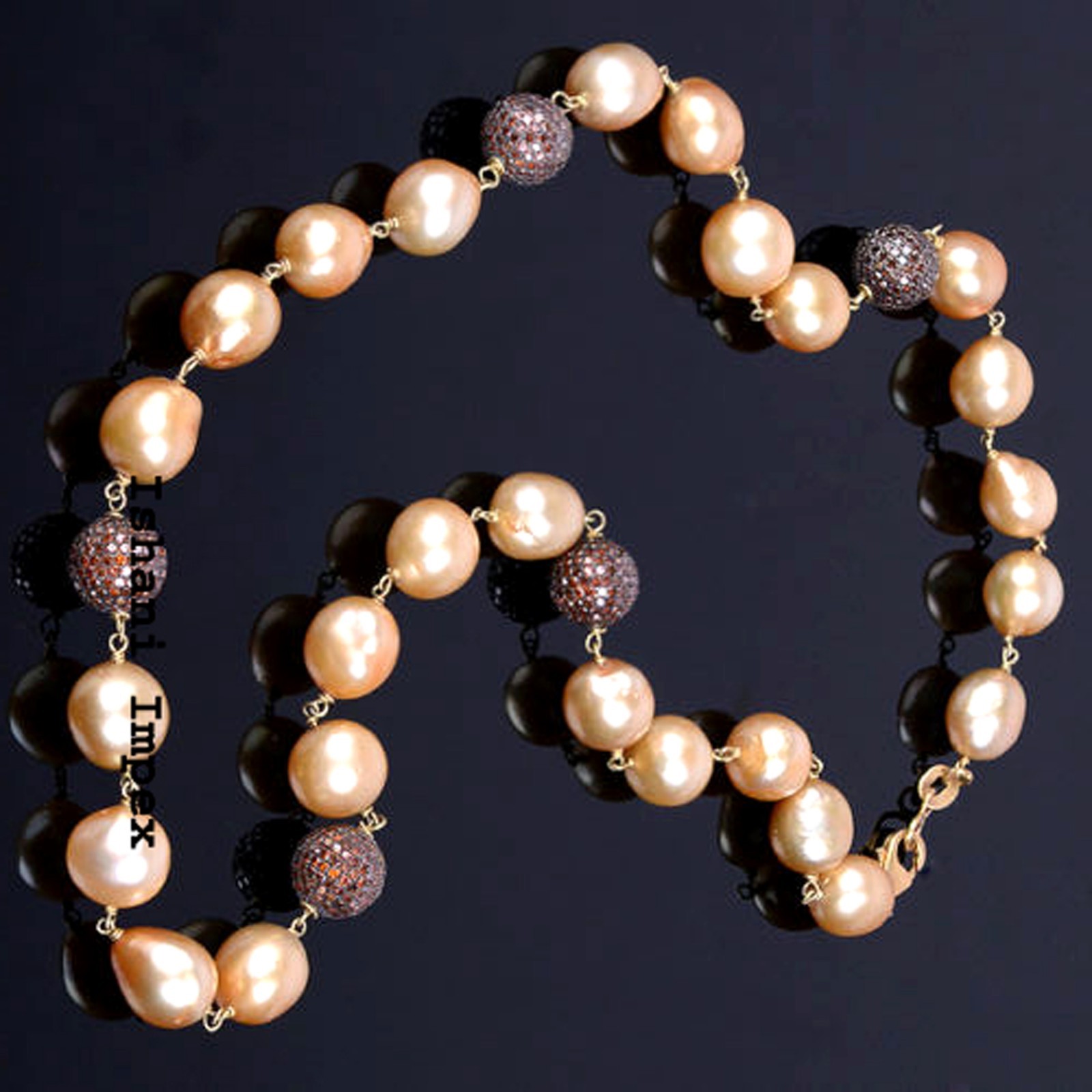 Natural Rose Cut Diamond , Pearl & 925 Sterling Silver Necklace Jewelry