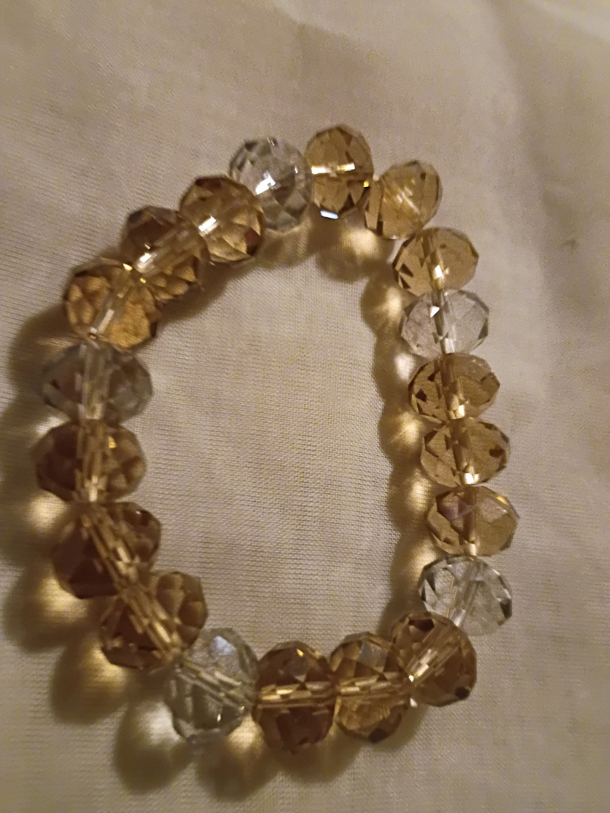 Champagne Glass Beaded Bracelet Faceted Fire Polished Coated Stretch