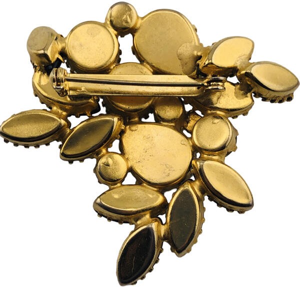 Vintage BLACK & WHITE Pearlized Prong Set RHINESTONE Cluster PIN/Brooch,FJT