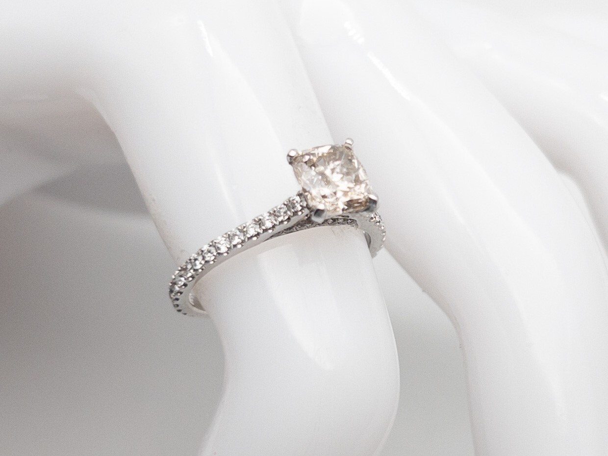 Designer $6000 1.75ct Champagne VS G Diamond 14k White Gold Wedding Ring