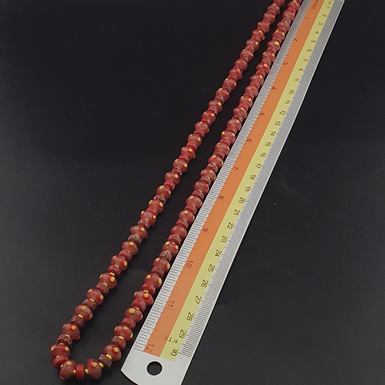 Vintage Venetian Tiny Tire Eye Glass Beads Necklace 26in 8.4-9.2mm