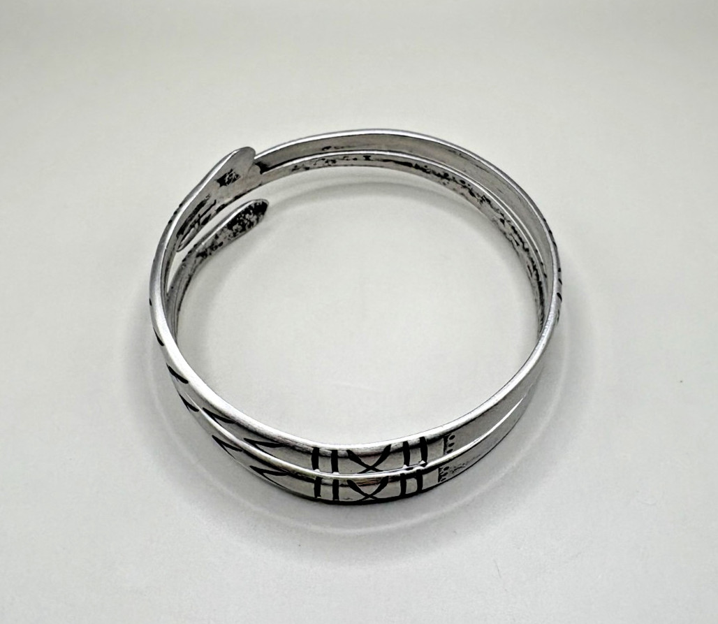 Vintage Sterling Silver Double Snake Wrap Bangle Bracelet 34.2g Hinged Cuff