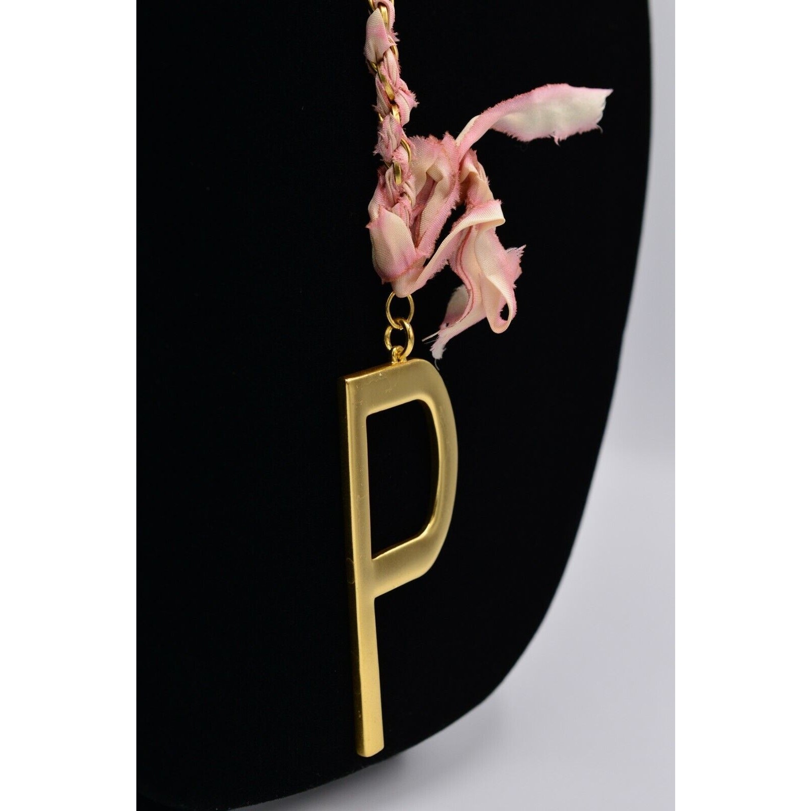 John Wind Initial P Pendant Necklace Capital Letter Brushed Gold Long Chain BinN