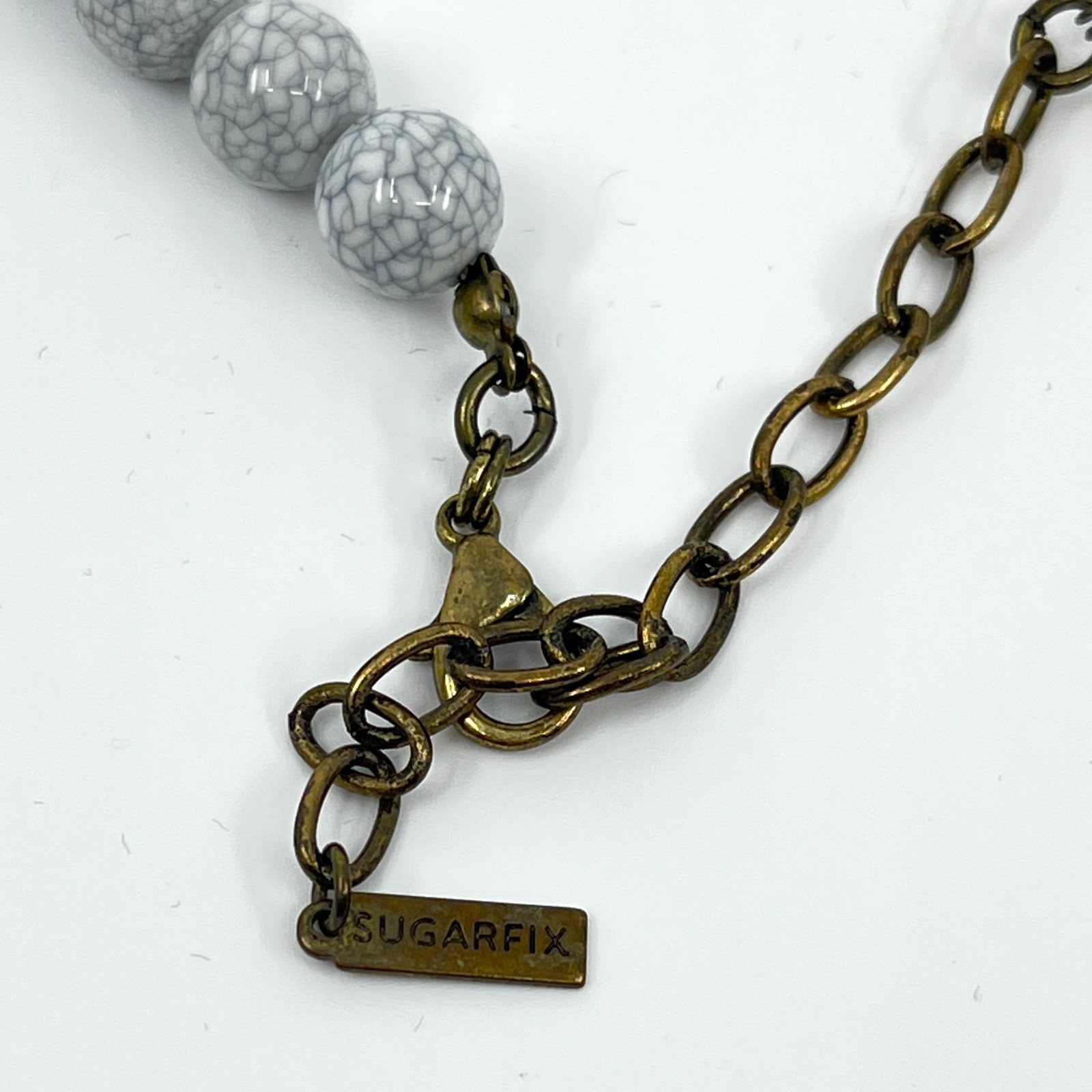Vintage SUGARFIX by BaubleBar Modern Boho Marble Bead Tassel Pendant Necklace
