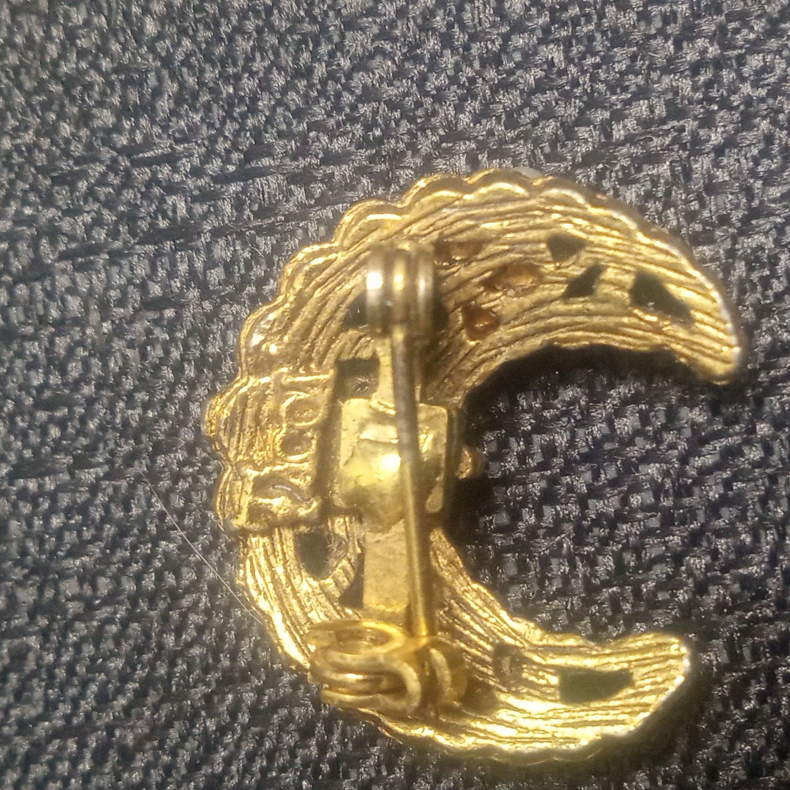 Celestial Crescent Moon Brooch Vintage Tacoa Flower Pearl Filigree Estate Pin