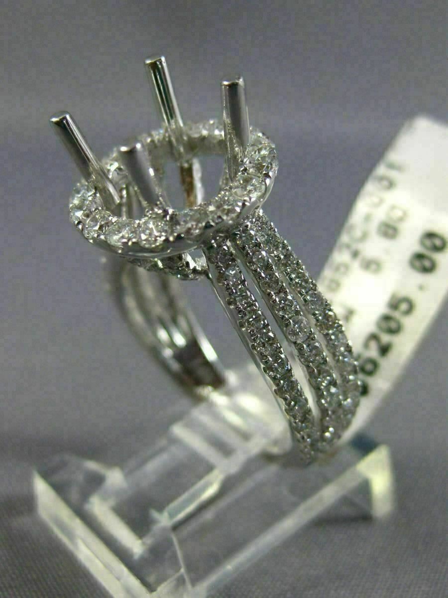 ESTATE LARGE 1.52CT DIAMOND 14KT WHITE GOLD 3D HALO SEMI MOUNT ENGAGEMENT RING