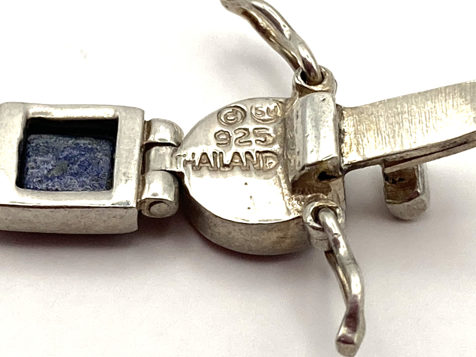 Vintage Sterling Silver Multi-Gemstone Signed Link Bracelet-Hinged-Flexible