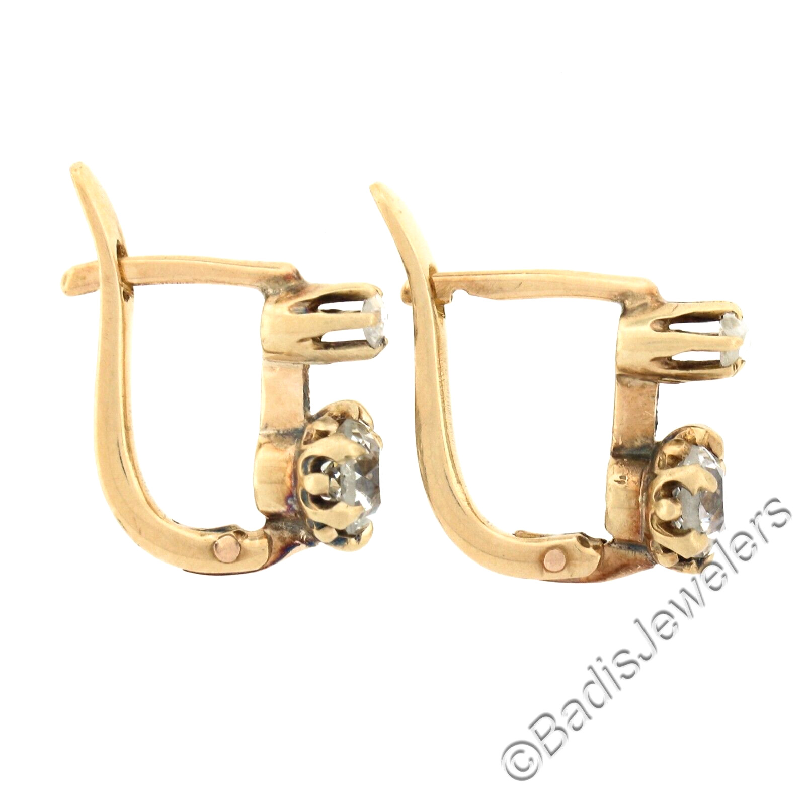 Antique Victorian Gold 1.10ctw GIA Prong Old European Diamond Drop Earrings