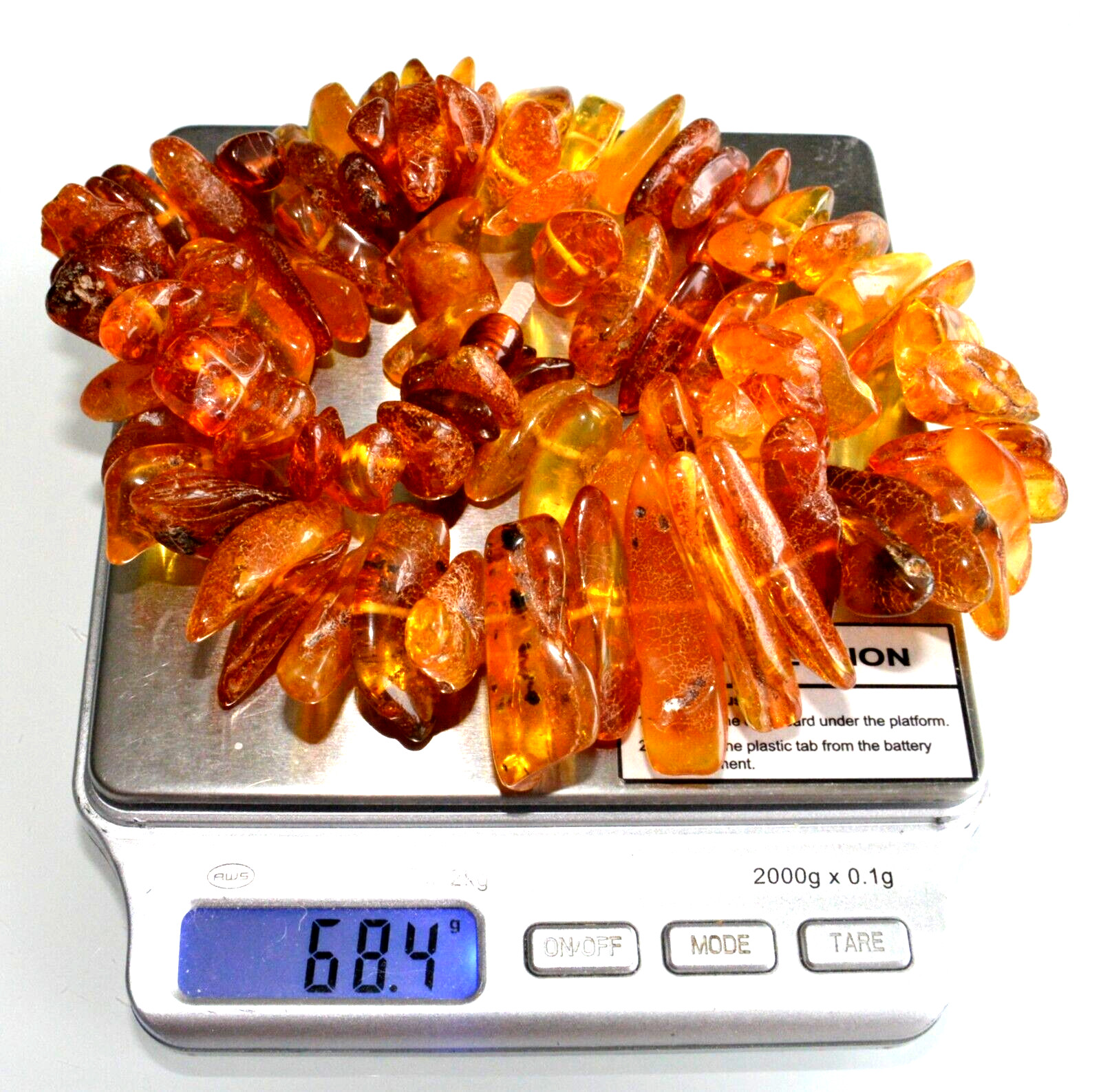 68gr RUSSIAN SOVIET BALTIC AMBER BEAD NECKLACE 琥珀 BRACELET STONE PENDANT EARRING