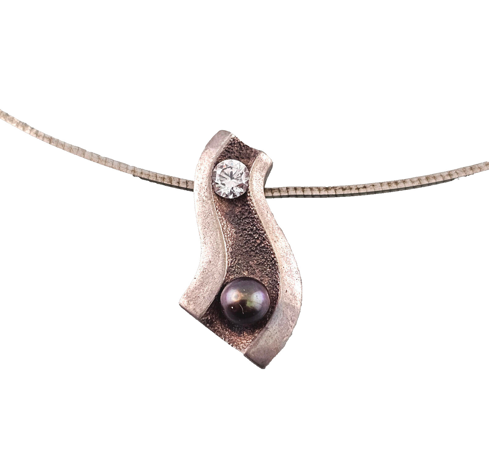 9925685 Pendant White Stone Purple Bead An 925er Silver Chain 16 1/2in