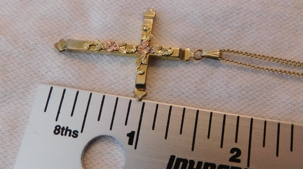 Antique 12K Gold Filled Cross Pendant Necklace