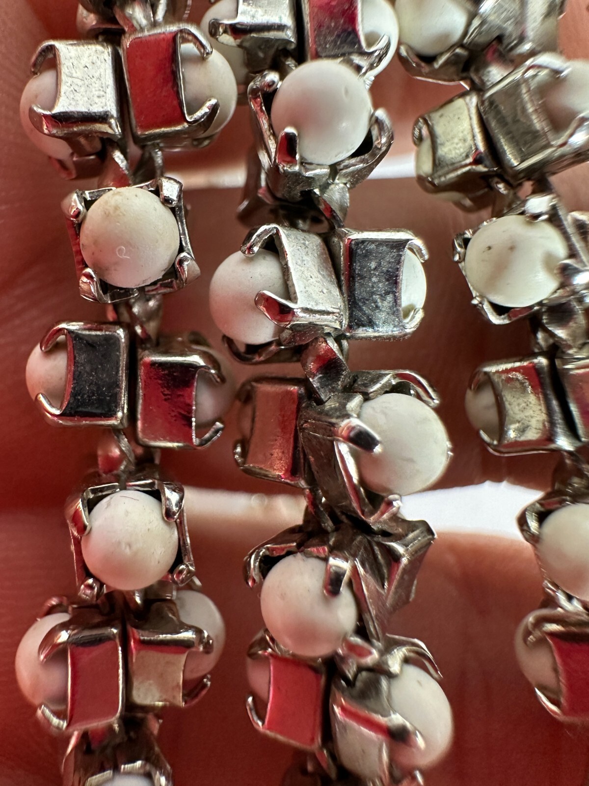Vintage Necklace Popcorn Chain White Bead Chunky