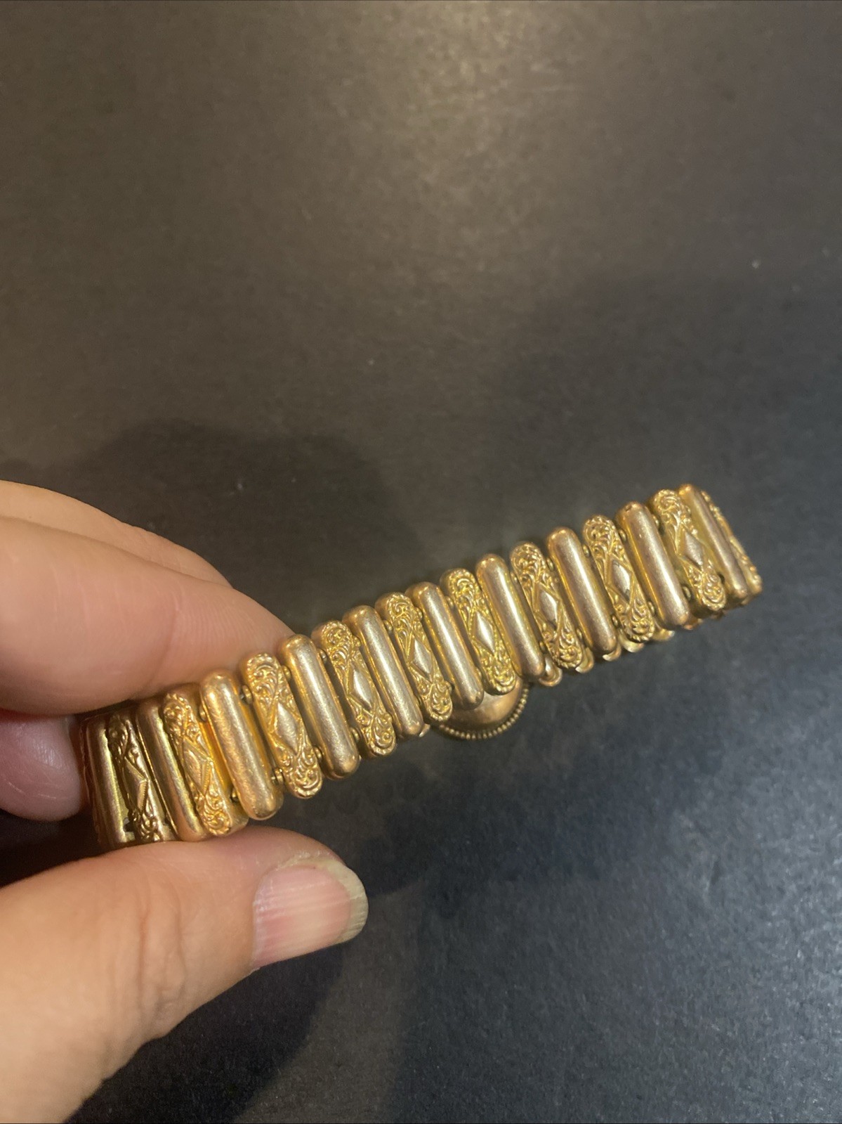 Antique Victorian AAG Co Gold Filled Sweetheart Expansion Bracelet Monogram