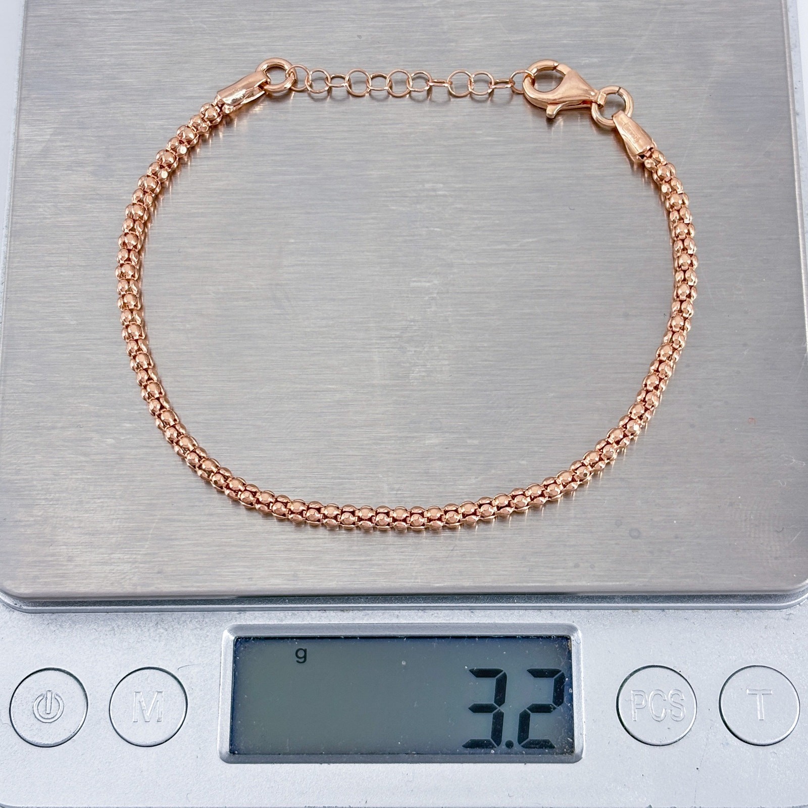 Vintage Rose Gold-Tone Sterling Silver 925 Popcorn Bracelet 7″-8″