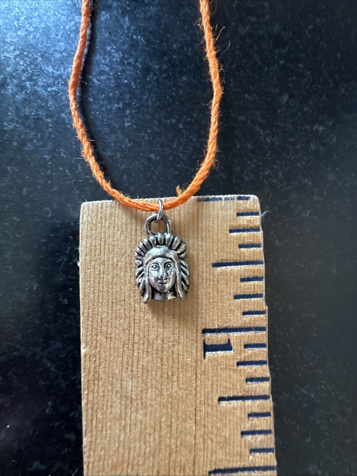 NATIVE AMERICAN INDIAN CHARM Dainty Necklace Hemp Cord Boho Tibetan Silver Tone