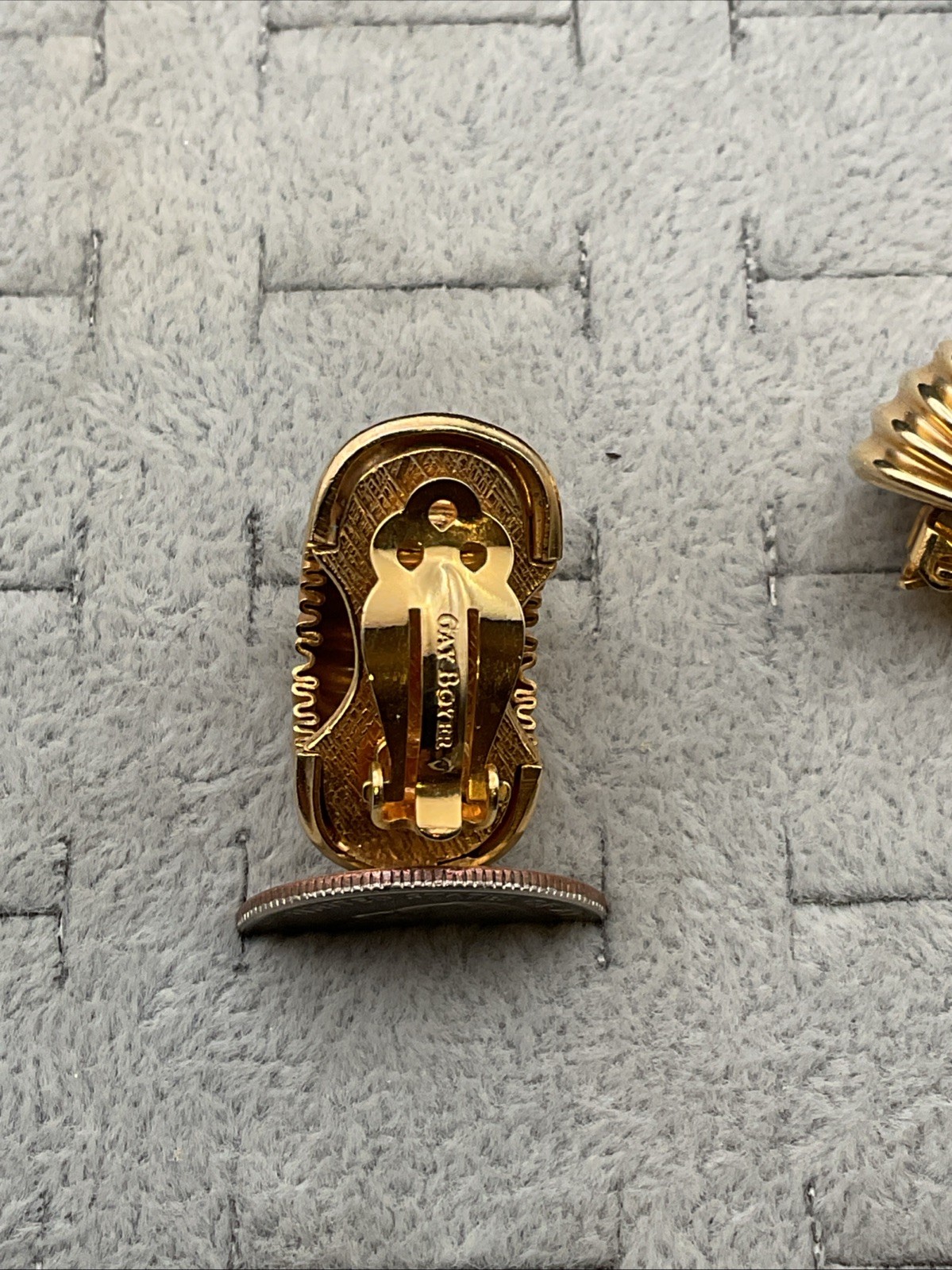 Vintage Gay Boyer Ribbed Domed Clip On Earrings (A/124)