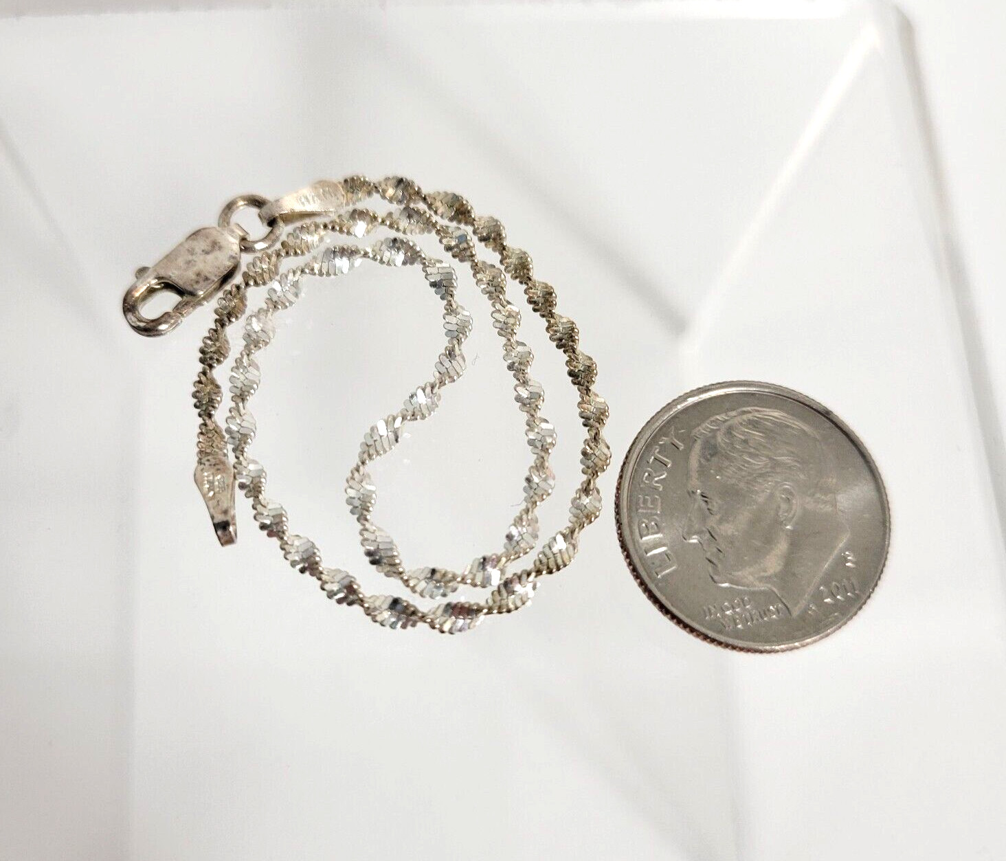 Vintage HAN 925 Italy Sterling Silver Bracelet 7.5″ Dainty Twist Chain 1.7g
