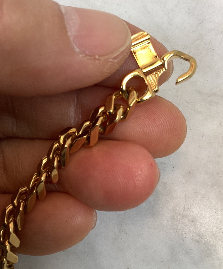 Vintage Gold Tone Roman Coin Rhinestone Pendant Curb Link Chain Necklace
