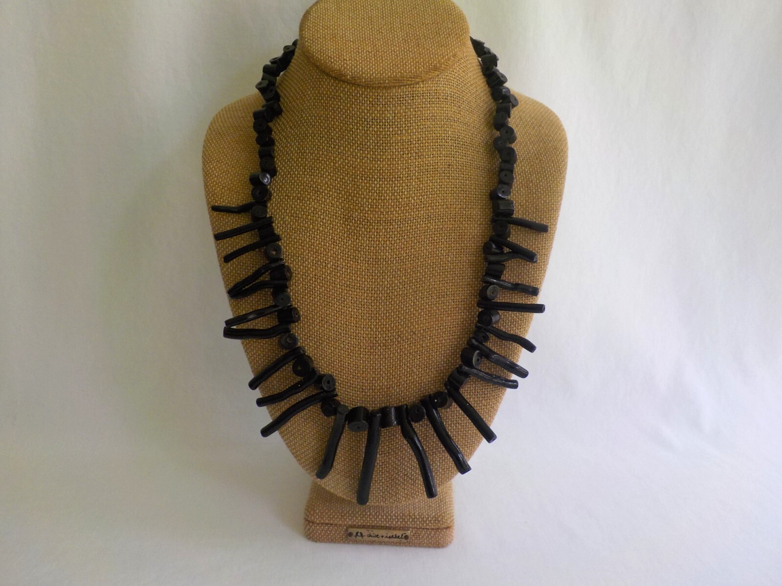 Vintage Black Coral Necklace Barrel Clasp Branch 23″ Long Weighs 44 Grams