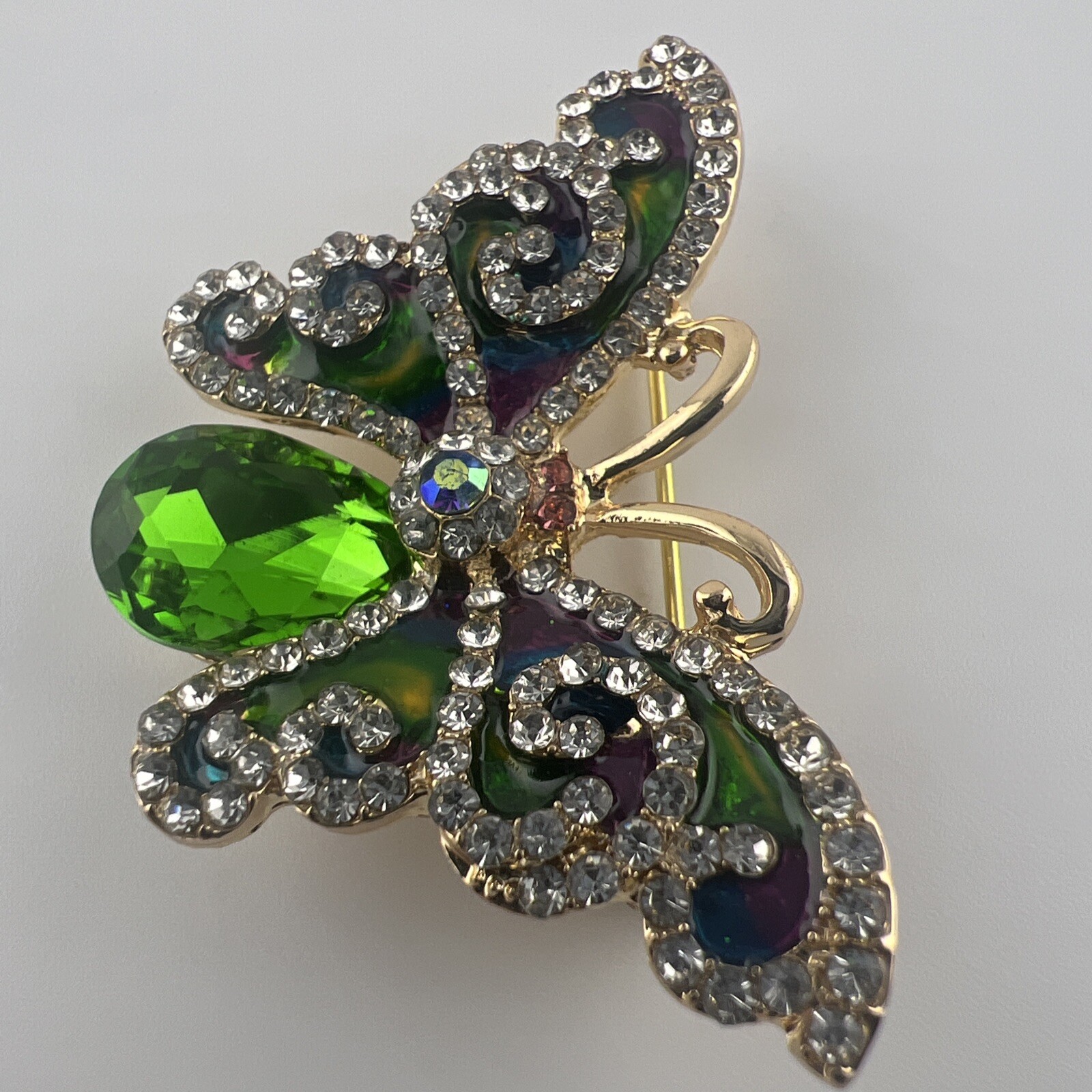 Vintage Green Butterfly, Colorful Butterfly, Butterfly Brooch A-53