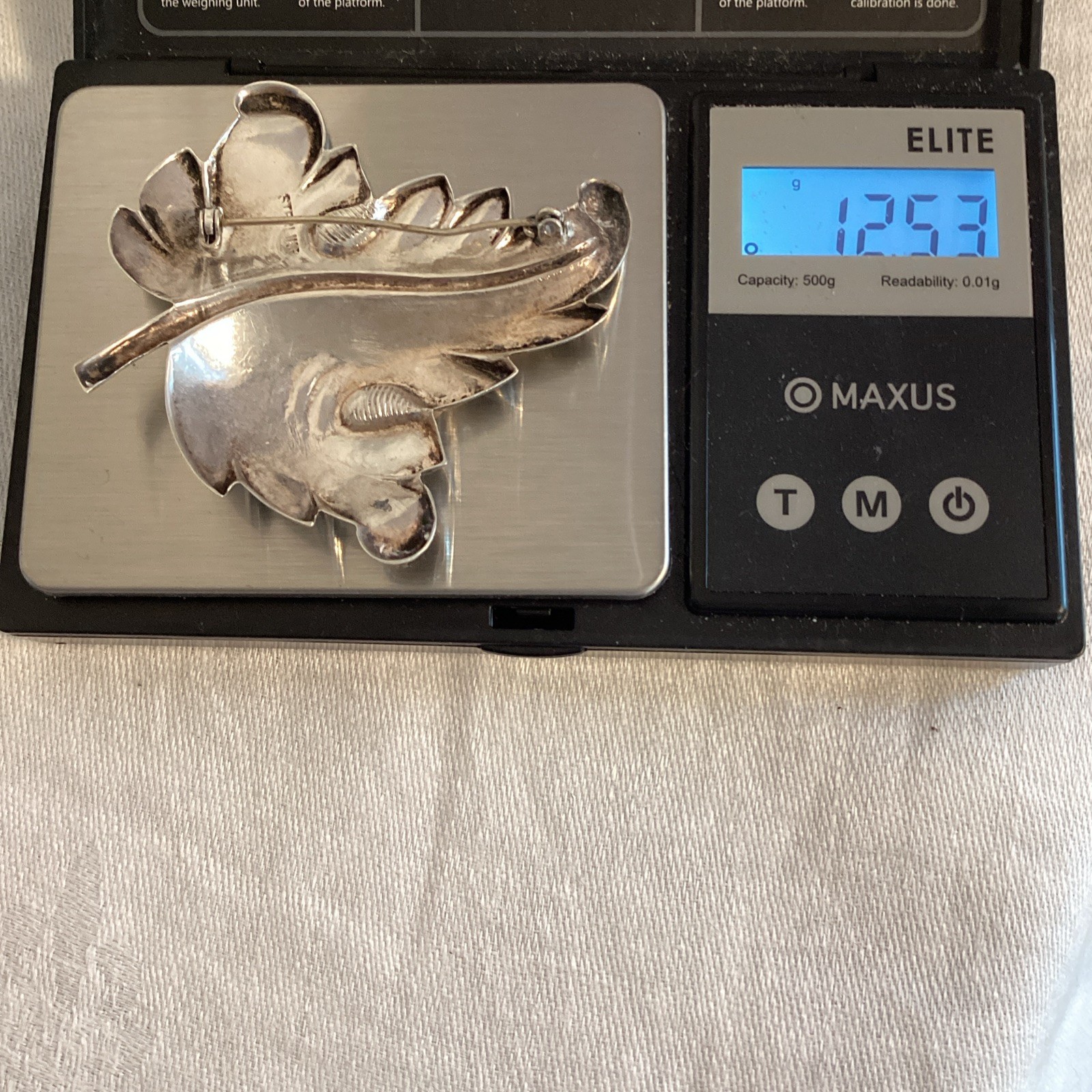 Leaf Shaped Vintage Sterling Silver Brooch Nature Arborist Fall Gift