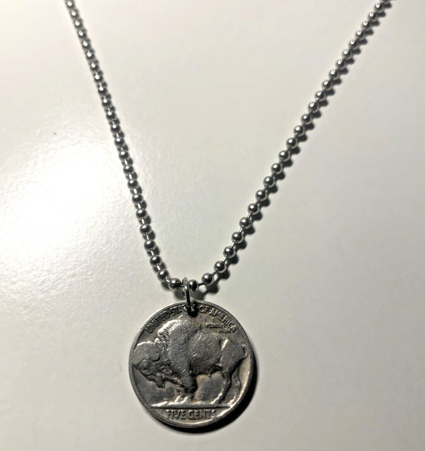 Vintage Buffalo Native Nickel Necklace Chief Coin Pendant Great Gift 🎁 A1