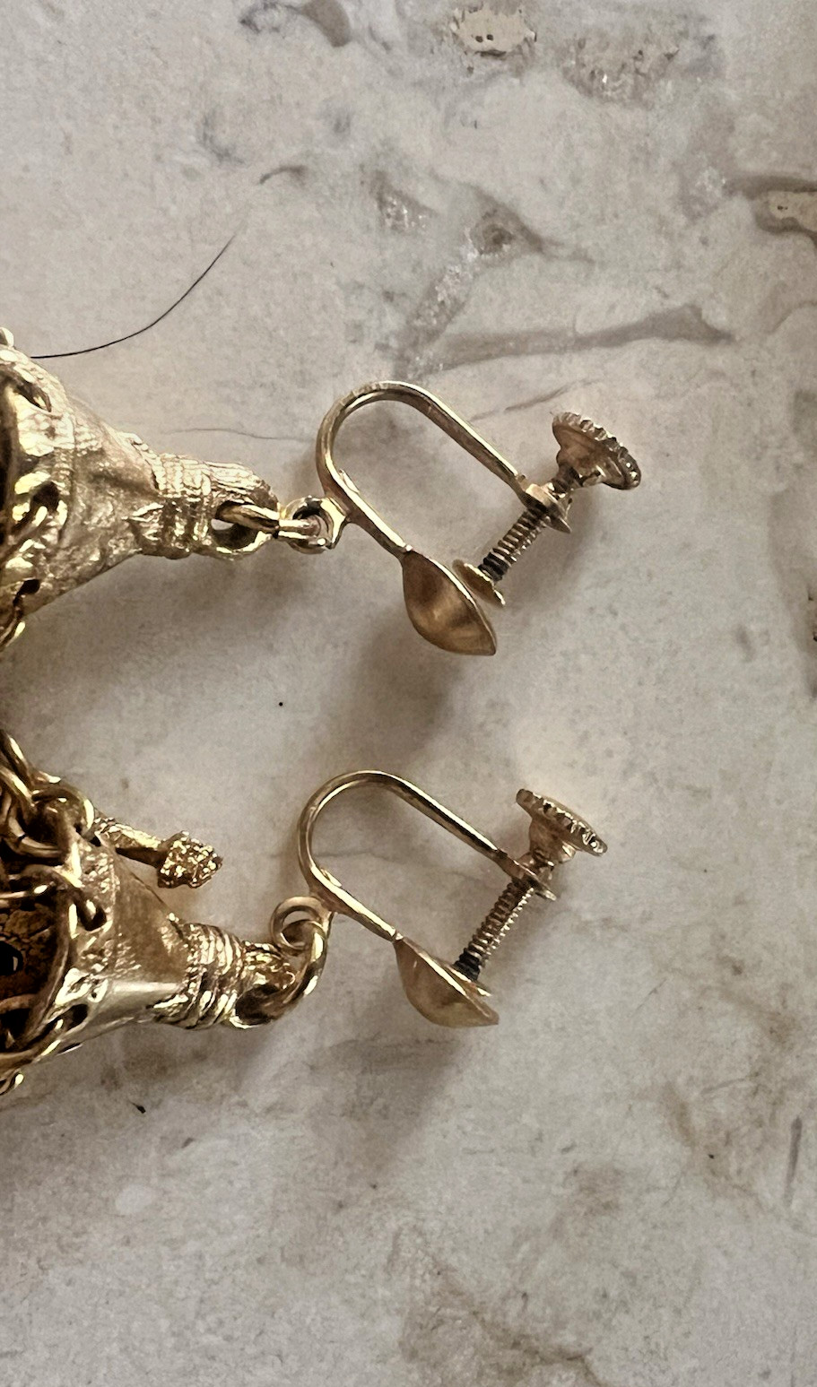 Alva Museum Replica Greek Bell Pendant Drop Screw Back Earrings