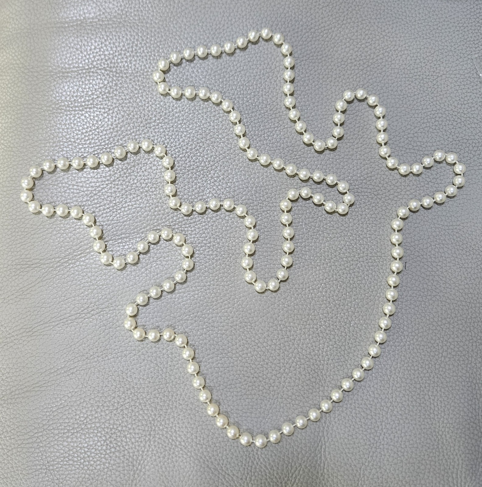 Vintage Single Strand Faux Pearls Opera Length 58″ Necklace