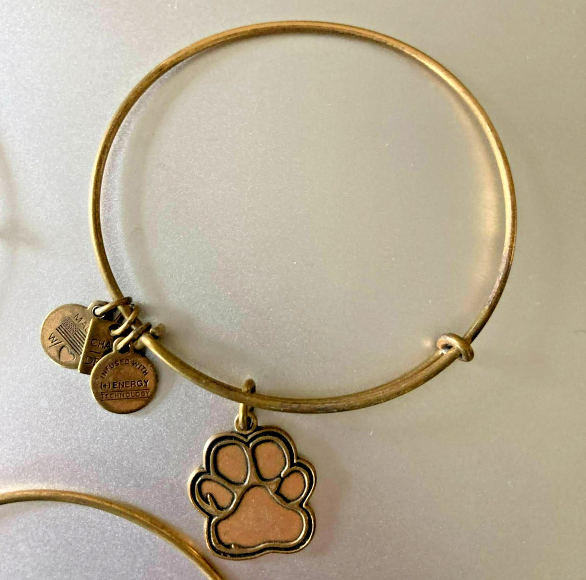 Bracelets 4 Vintage Alex and Ani Brass Friend with Flower Micky Mouse Angel Paw