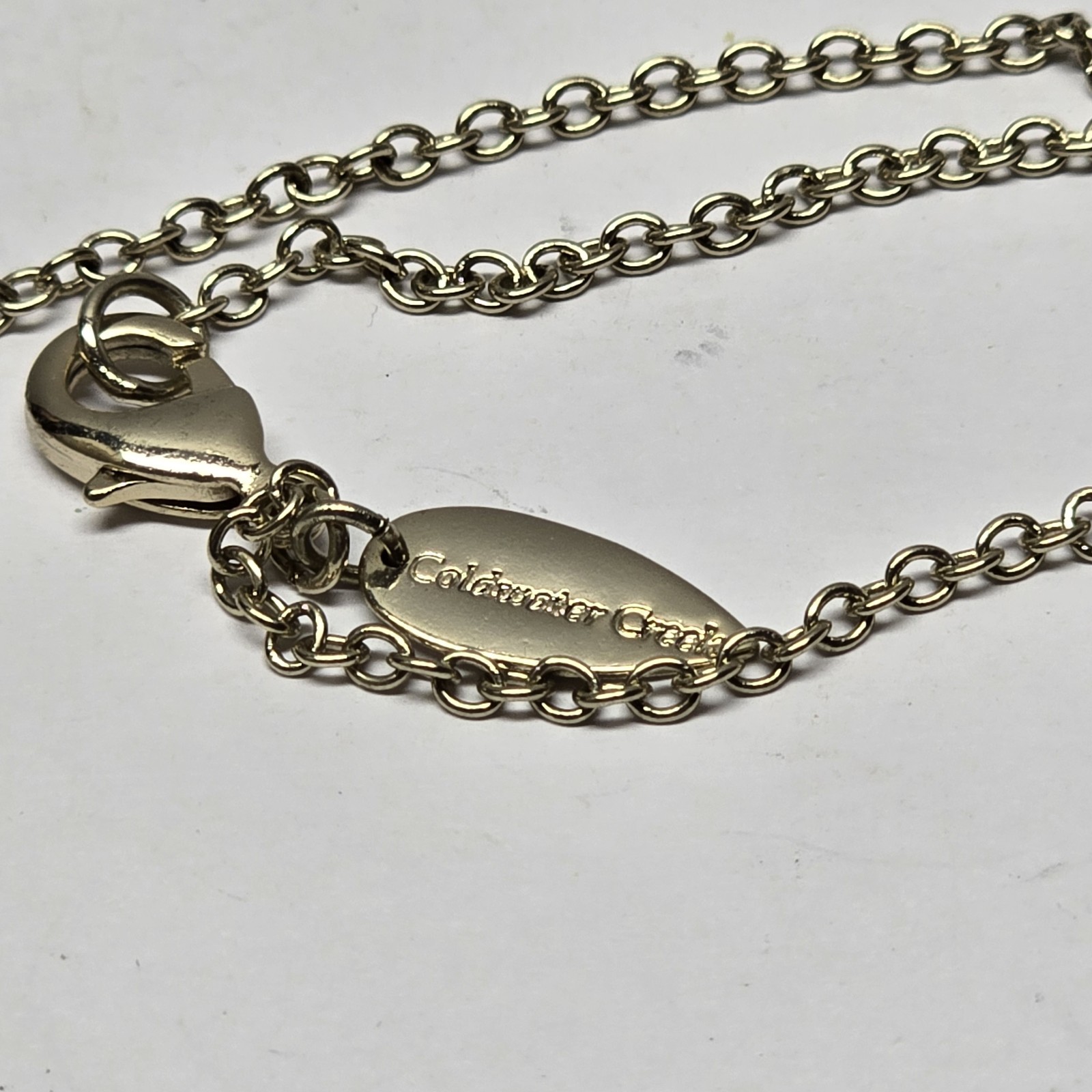 Vintage Coldwater Creek Jewelry Silvertone Chain Hoops Dangles Necklace 26″