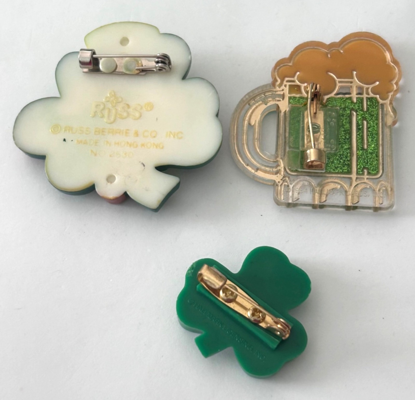 Vintage Leprechaun Clover Beer Mug Pin Russ Hallmark St. Patricks Day Green