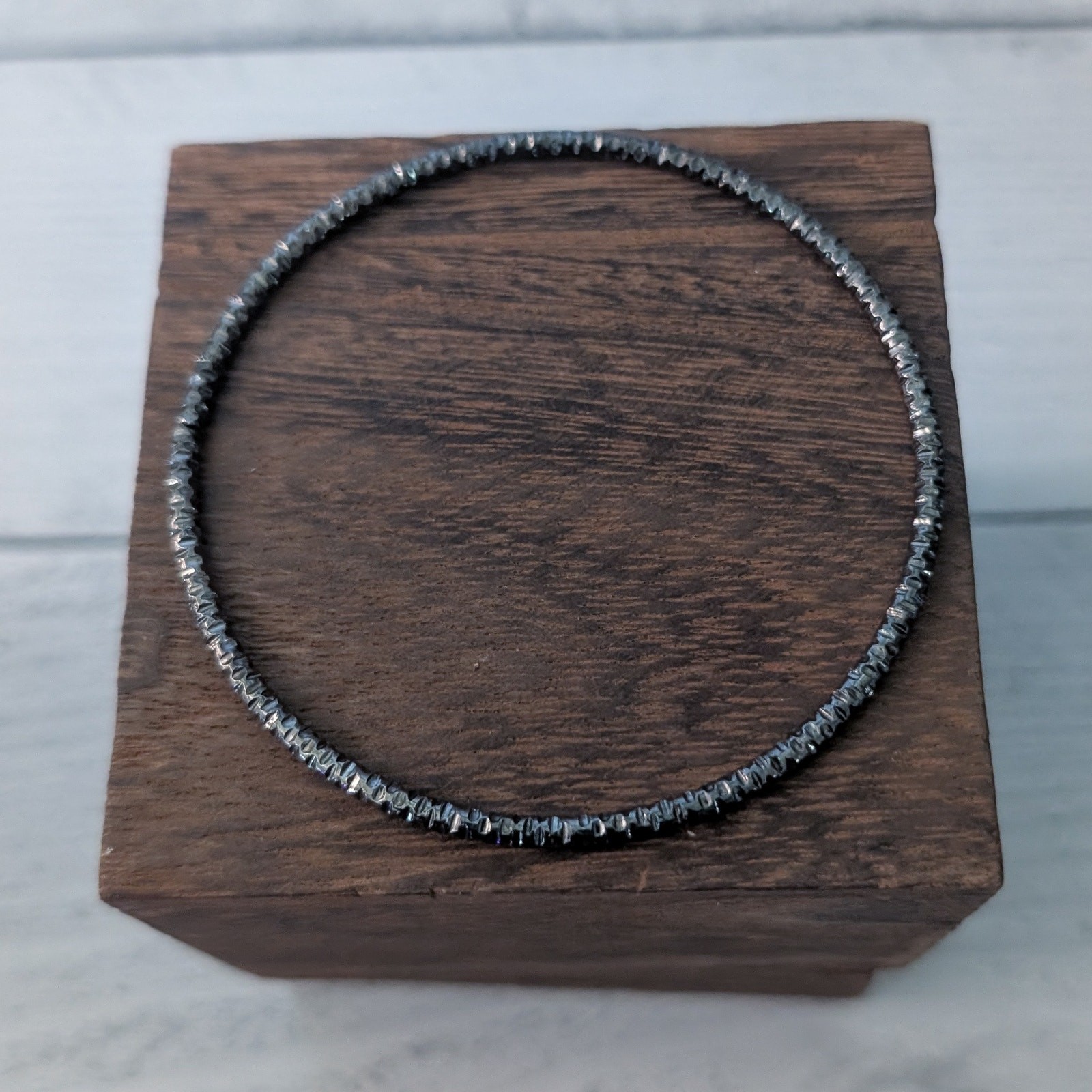 Vintage Bangle – Dark Metal with Pattern – A Bit Over 8.5″