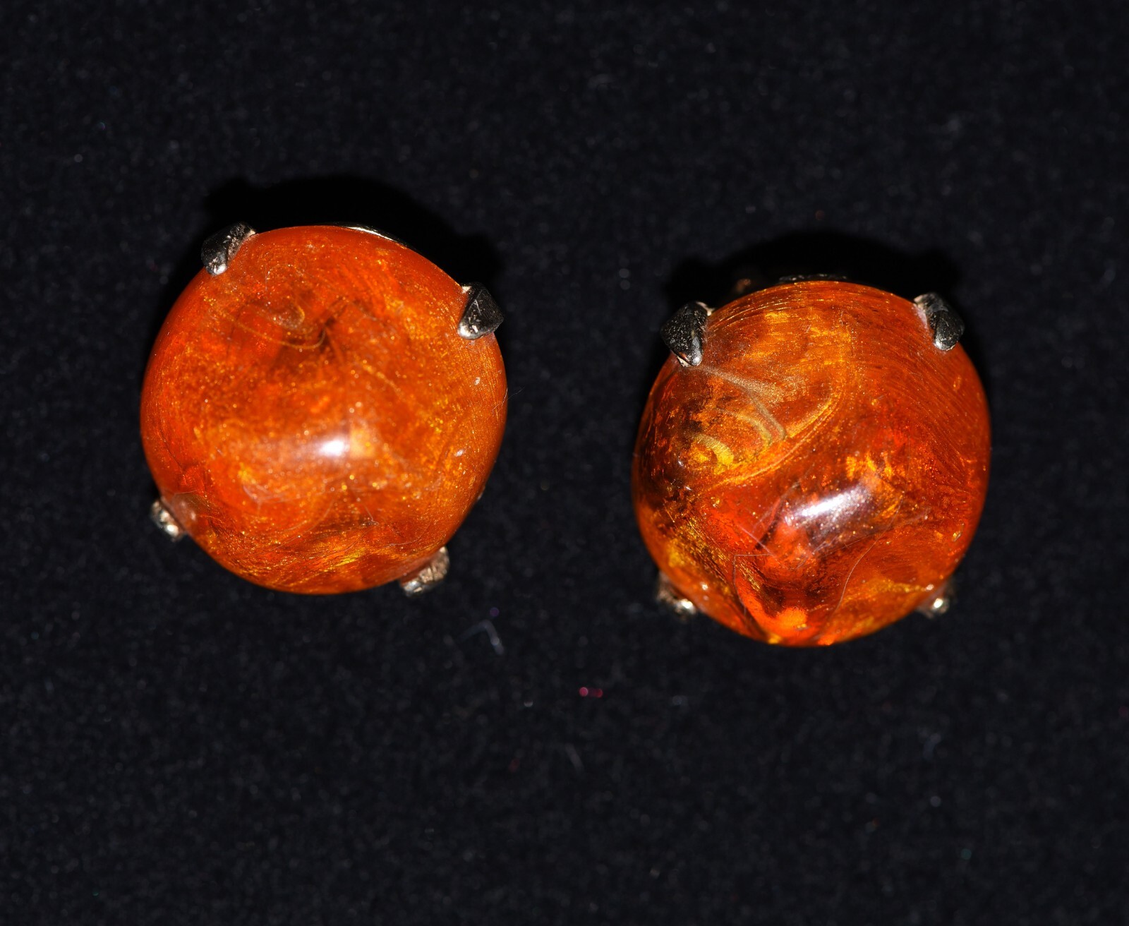 ZENTALL Chunky MARBLEIZED Shades of ORANGE Beaded NECKLACE and EARRING SET