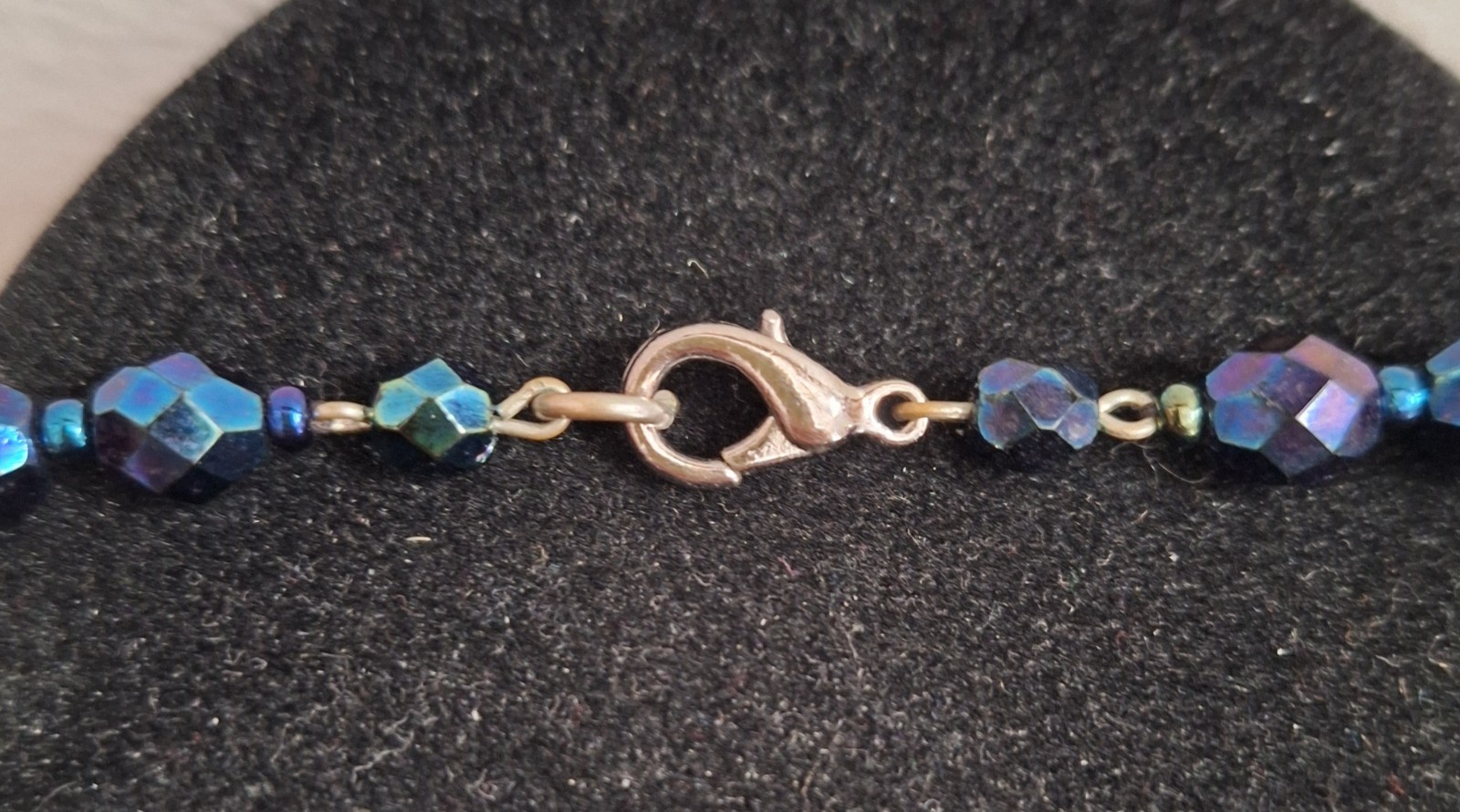 Vtg Necklace With Purple And Blue Glass Beads 24″, Unbranded