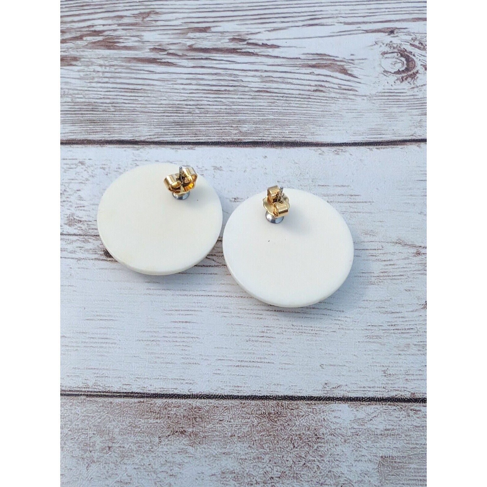 Vintage Earrings For Pierced Earrings – Off White with Yellow Spots