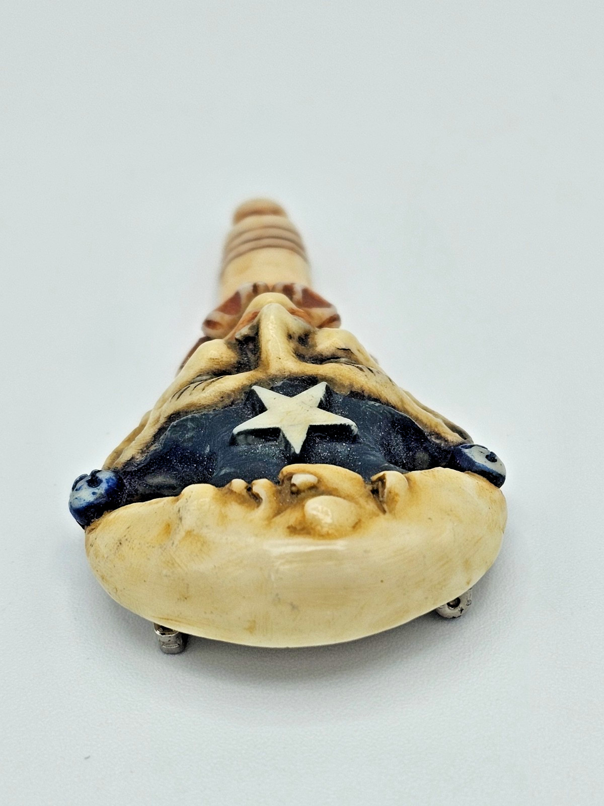 Oddity Jester Brooch Vtg Harlequin Carnivalesque Whimsical Celestial Pin SM140