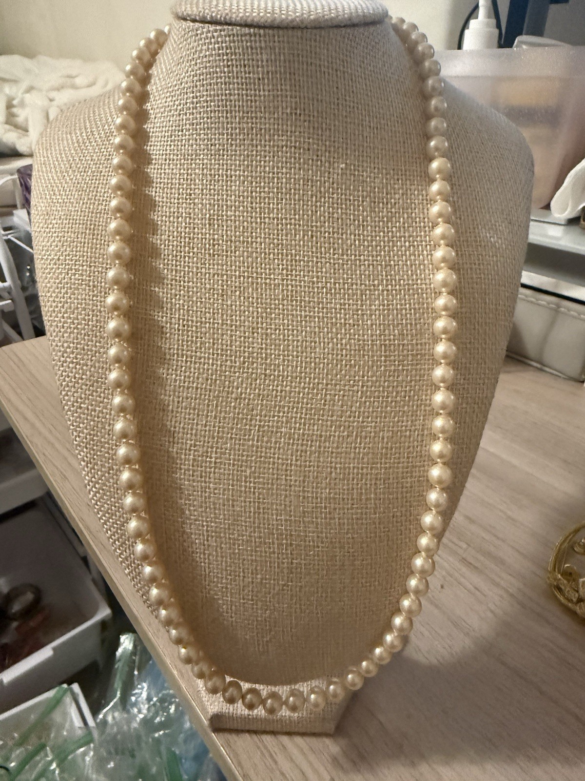 Vintage Pearl Necklace Lobster Claw Clasp Silver Tone