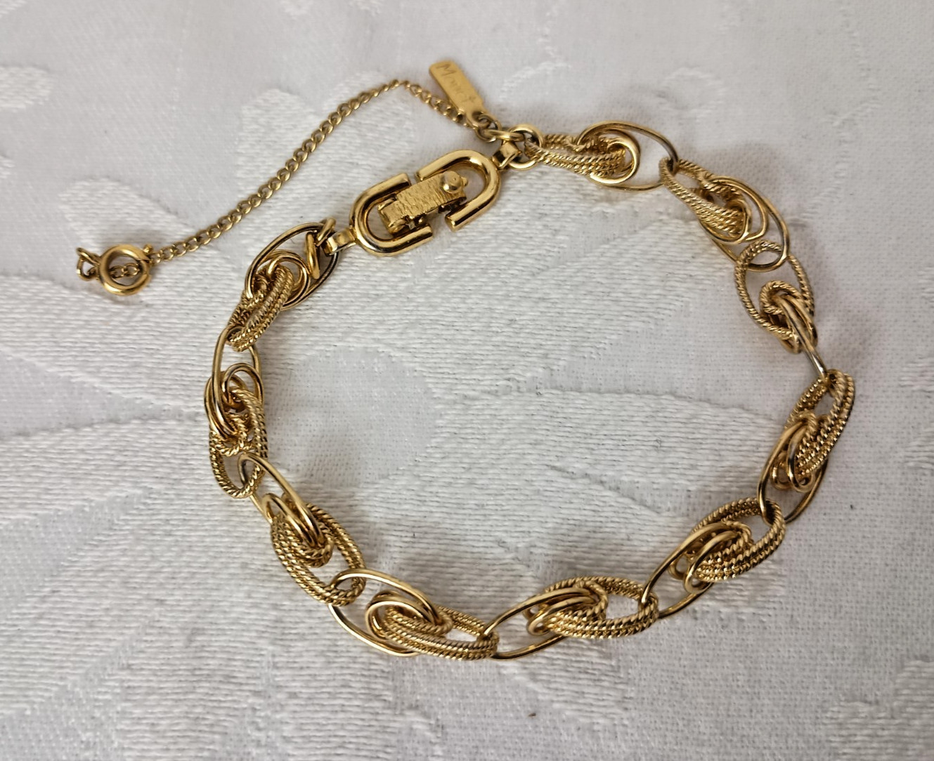 Vintage Monet Gold Tone Chain Link Starter Charm Bracelet