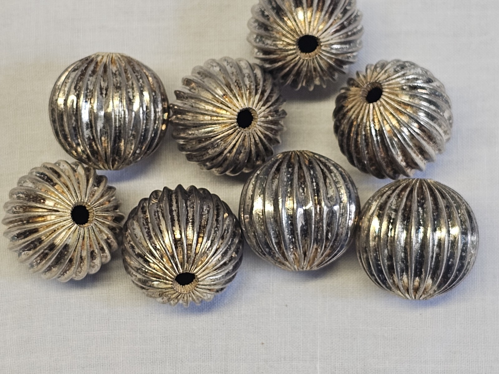 Vintage Jewelry Making Set Pearl String Kit Small-Large Metal Beads Silver Heart
